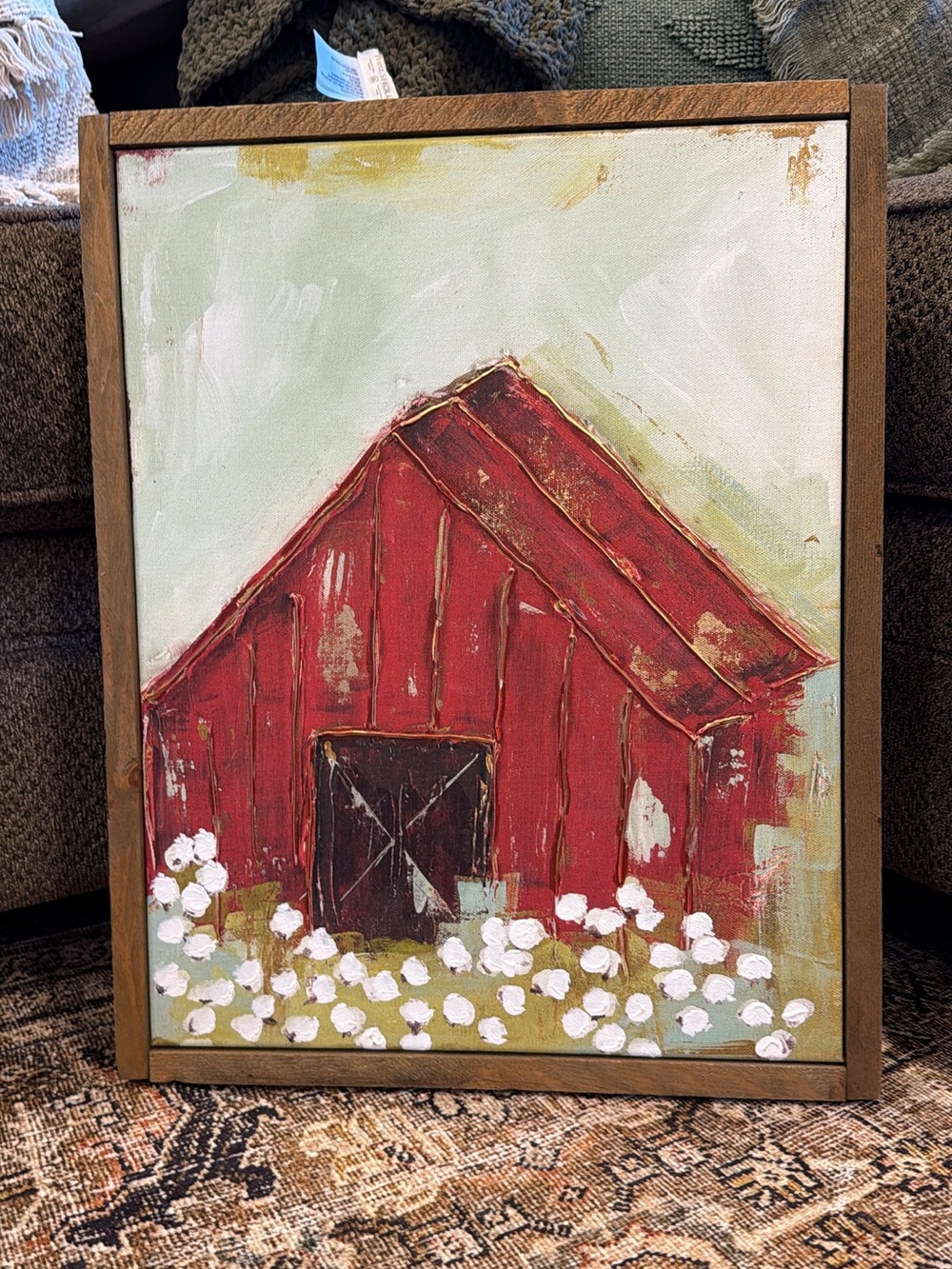 Framed Red Barn Canvas Art – Rustic Home Accent